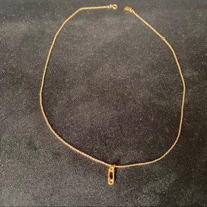 Gold vermeil safety pin necklace